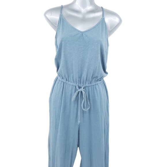 NEW Sundry Teal White Tie Dye Stripe Jogger Leg Sleeveless Jumpsuit Size 1 Small - Picture 5 of 13